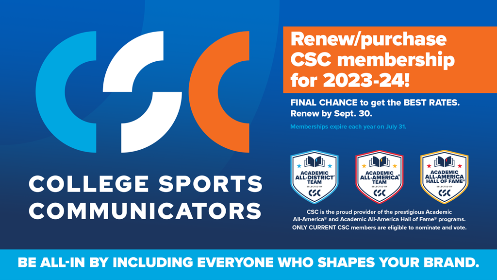 Last Days To Join or Renew Your College Sports Communicators Membership With Best Prices